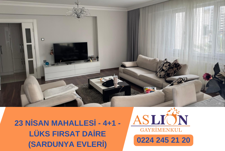 23 NİSAN MAHALLESİ - 4+1 - LÜKS FIRSAT DAİRE (SARDUNYA EVLERİ)